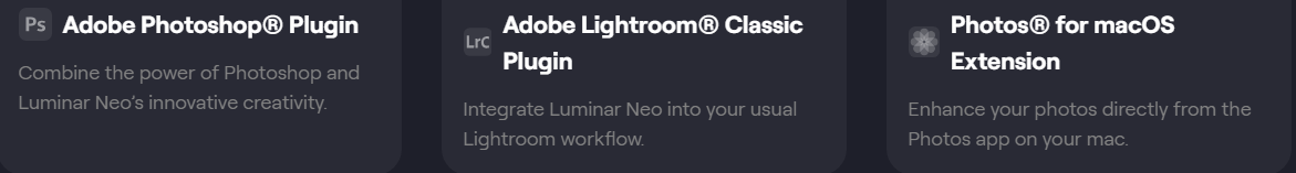 Luminar Neo can be plugged into software that already in use