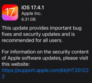 ios 17.4.1 bug fixes update